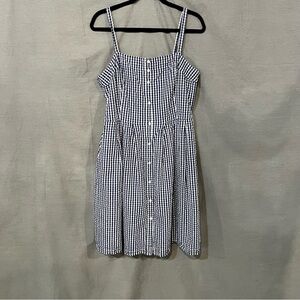 Brooks Brothers Navy and White Checkered Midi Dress